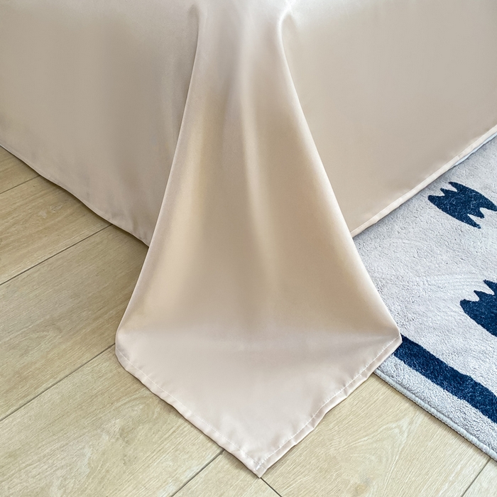 91家纺网 家纺一手货源 找家纺  （提供买家秀 爆款花型 不断货）2025新款夏季水洗冰丝四件套水洗真丝纯色双拼风格二 双拼-咖棕奶茶