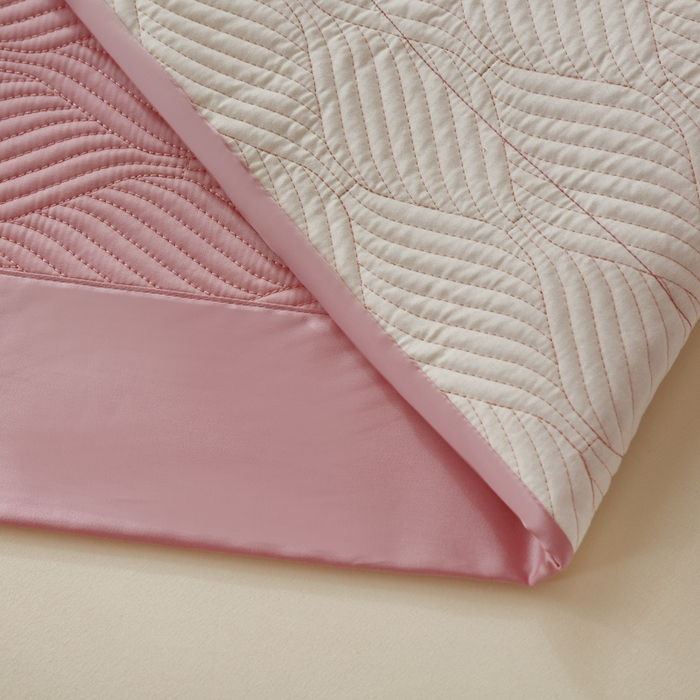 91家纺网 家纺一手货源 找家纺 OL家纺 2025新款60S兰精天丝带刺绣防滑床盖 豆沙