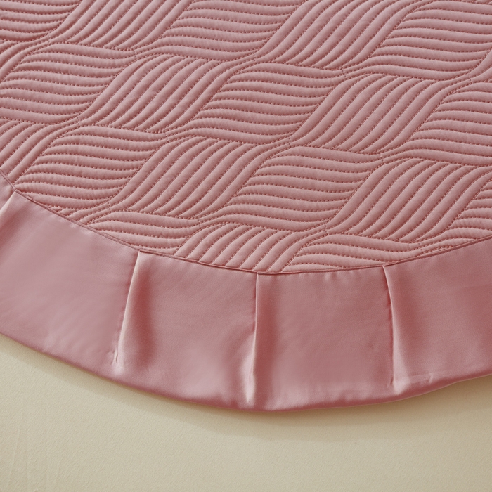 91家纺网 家纺一手货源 找家纺 OL家纺 2025新款60S兰精天丝带刺绣防滑床盖 豆沙