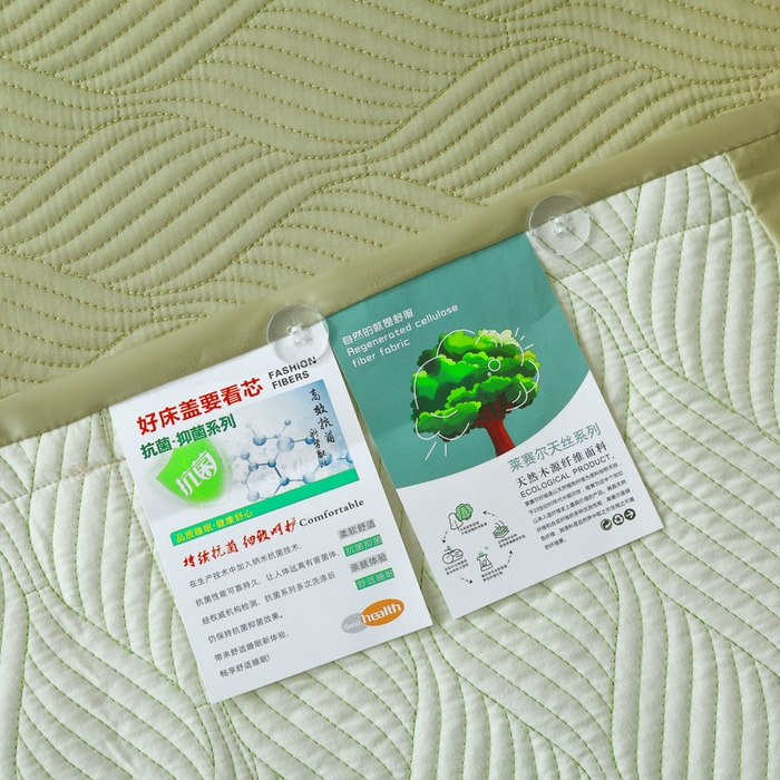 91家纺网 家纺一手货源 找家纺 OL家纺 2025新款60S兰精天丝带刺绣防滑床盖 抹茶绿