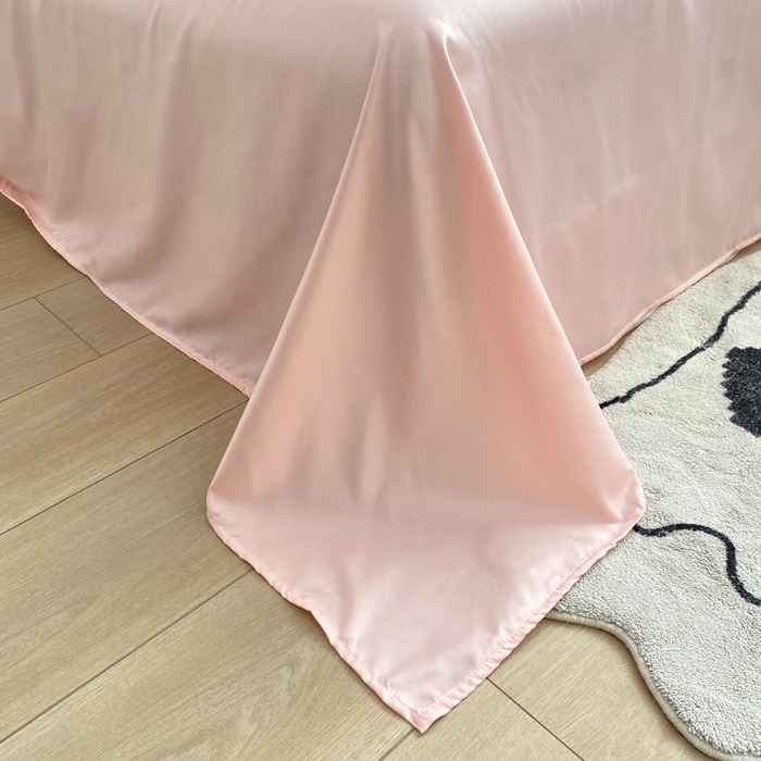 91家纺网 家纺一手货源 找家纺  （提供买家秀 爆款花型 不断货）2025新款夏季水洗冰丝四件套水洗真丝纯色双拼风格二 双拼-奶油粉+青草绿