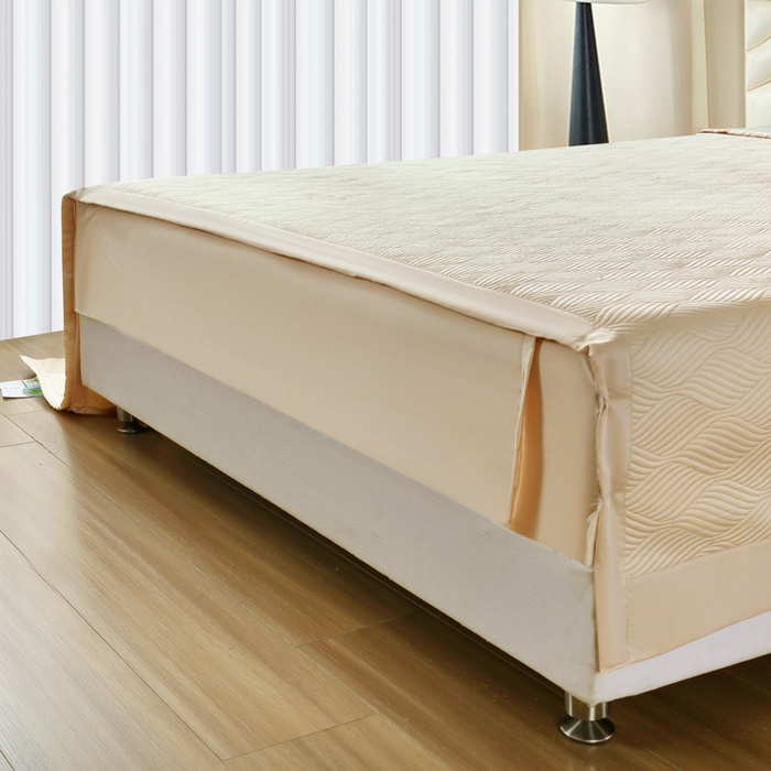 91家纺网 家纺一手货源 找家纺 OL家纺 2025新款60S兰精天丝带刺绣防滑床盖 奶茶色