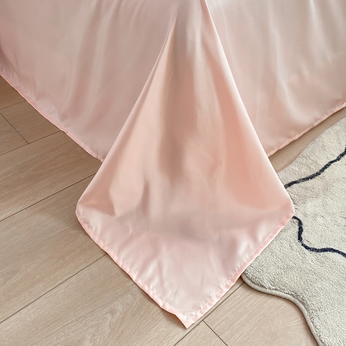 91家纺网 家纺一手货源 找家纺  （提供买家秀 爆款花型 不断货）2025新款夏季水洗冰丝四件套水洗真丝纯色双拼风格二 奶油粉+星黛紫双拼-