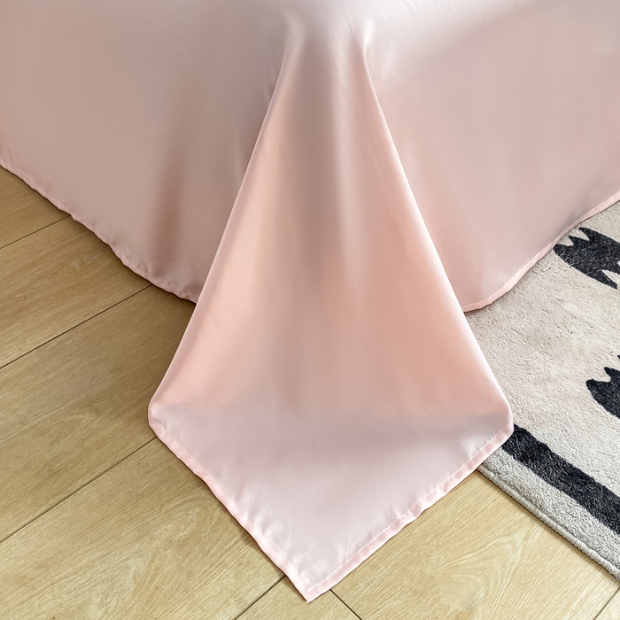 91家纺网 家纺一手货源 找家纺  （提供买家秀 爆款花型 不断货）2025新款夏季水洗冰丝四件套水洗真丝纯色双拼风格二 双拼-奶油粉白