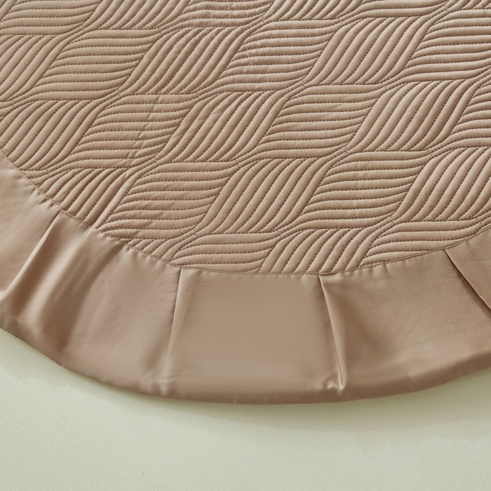 91家纺网 家纺一手货源 找家纺 OL家纺 2025新款60S兰精天丝带刺绣防滑床盖 深咖