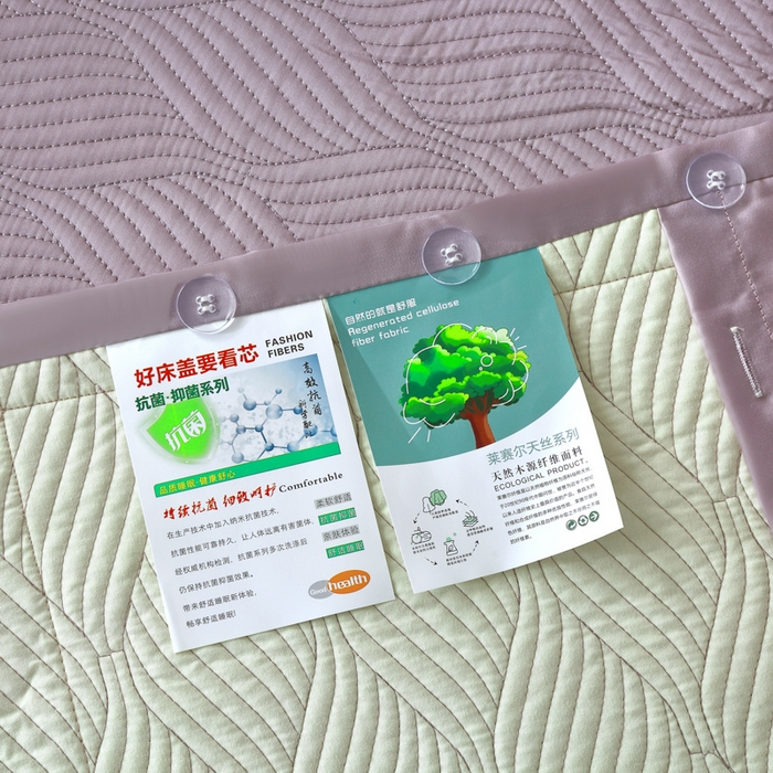91家纺网 家纺一手货源 找家纺 OL家纺 2025新款60S兰精天丝带刺绣防滑床盖 香芋紫