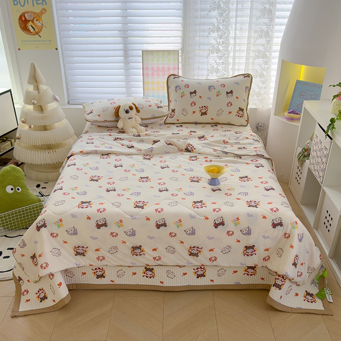 91家纺网 家纺一手货源 找家纺 （总）赫梵茜 2025春夏新款锦氨凉感丝冰皮软席床盖夏被夏凉被空调被四件套