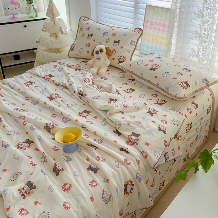 91家纺网 家纺一手货源 找家纺 （总）赫梵茜 2025春夏新款锦氨凉感丝冰皮软席床盖夏被夏凉被空调被四件套