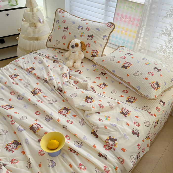 91家纺网 家纺一手货源 找家纺 （总）赫梵茜 2025春夏新款锦氨凉感丝冰皮软席床盖夏被夏凉被空调被四件套