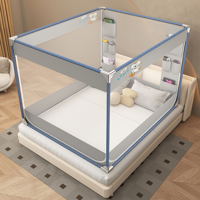 91家纺网 家纺一手货源 找家纺 无瑕家居 2025新款高级蒙古包家用卧室坐床蚊帐加粗儿童防止掉床超大空间免安装床笠卡通口袋款 丛林考拉