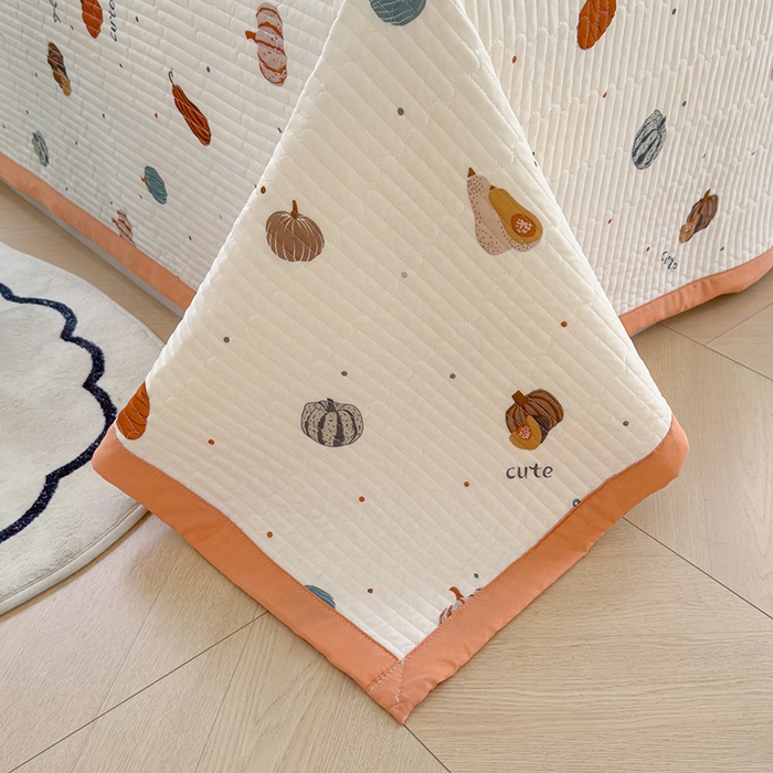 91家纺网 家纺一手货源 找家纺 赫梵茜 2025春夏新款锦氨凉感丝冰皮软席床盖夏被夏凉被空调被四件套 贝贝南瓜