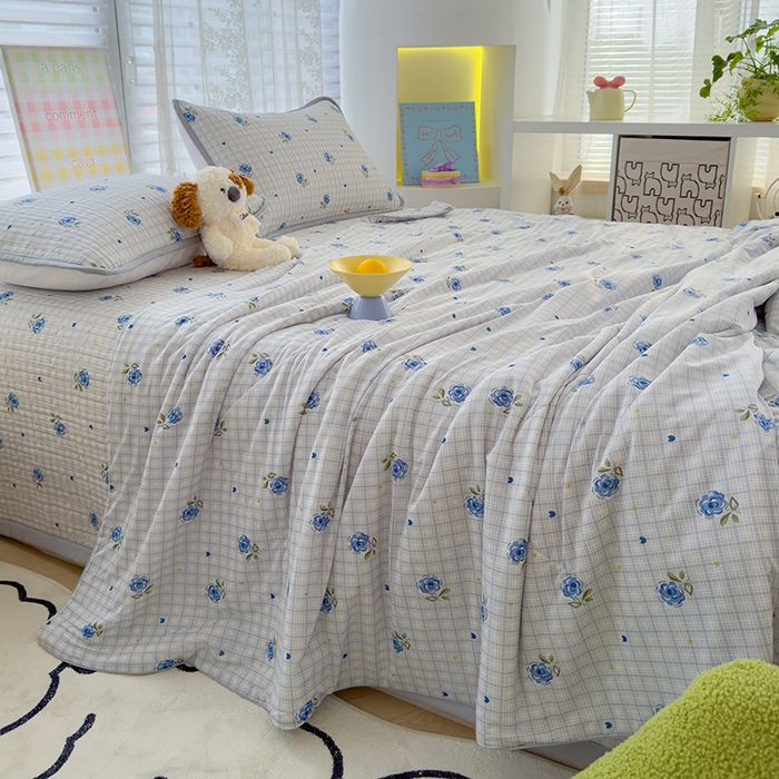 赫梵茜 2025春夏新款锦氨凉感丝冰皮软席床盖夏被夏凉被空调被四件套 初夏薄荷