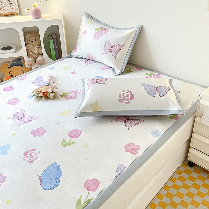  （提供买家秀 爆款花型 不断货）2025新款600D小清新卡通印花冰丝枕套单品 蝴蝶