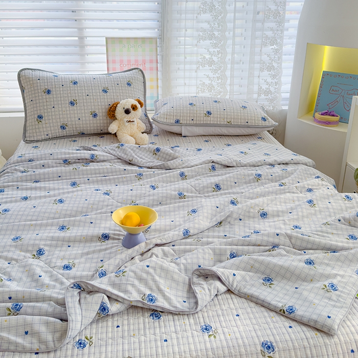 91家纺网 家纺一手货源 找家纺 赫梵茜 2025春夏新款无套路不墨迹锦氨凉感丝双面印花小冰皮夏被夏凉被空调被可机洗 初夏薄荷