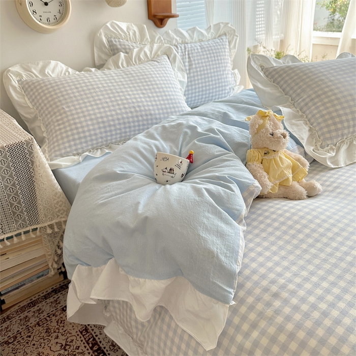 91家纺网 家纺一手货源 找家纺 （总）有间小屋 2025新款A类ins韩系全棉水洗棉花边款四件套