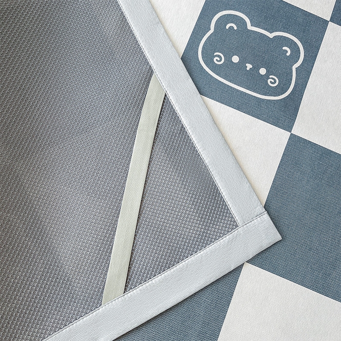 91家纺网 家纺一手货源 找家纺  （提供买家秀 爆款花型 不断货）2025新款600D小清新卡通印花冰丝凉席三件套系列 格子小熊