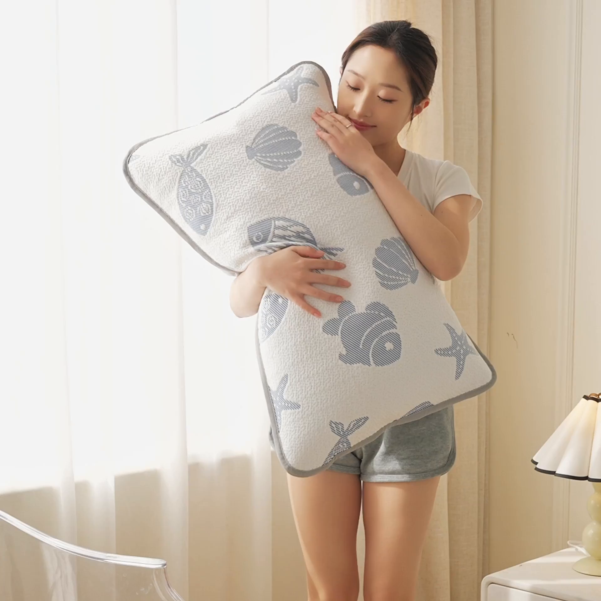 91家纺网 家纺一手货源 找家纺 （总）LIFE.丽芙 2025春夏季新品A类针织提花冰凉豆豆凉感枕头套机包边款（风格一）