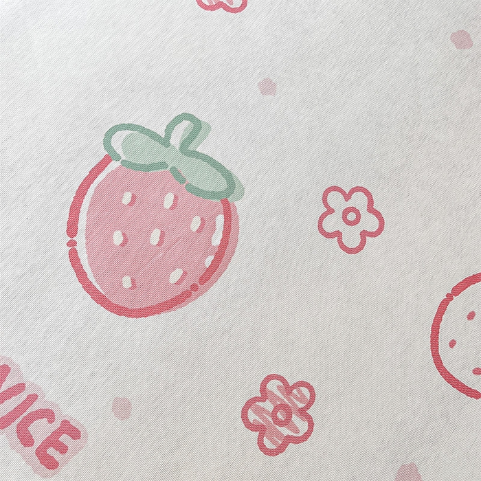 91家纺网 家纺一手货源 找家纺  （提供买家秀 爆款花型 不断货）2025新款600D小清新卡通印花冰丝凉席三件套系列 草莓多多