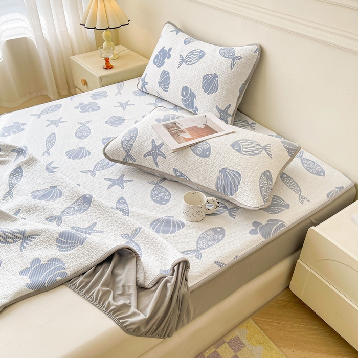 91家纺网 家纺一手货源 找家纺 （总）LIFE.丽芙 2025春夏季新品A类针织提花冰凉豆豆凉感枕头套机包边款（风格一）