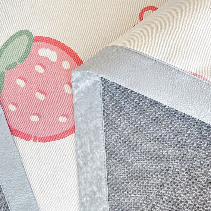 91家纺网 家纺一手货源 找家纺  （提供买家秀 爆款花型 不断货）2025新款600D小清新卡通印花冰丝凉席三件套系列 草莓多多