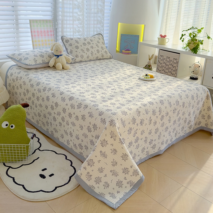 91家纺网 家纺一手货源 找家纺 赫梵茜 2025春夏新款锦氨凉感丝冰皮软席床盖夏被夏凉被空调被四件套 茉莉青提