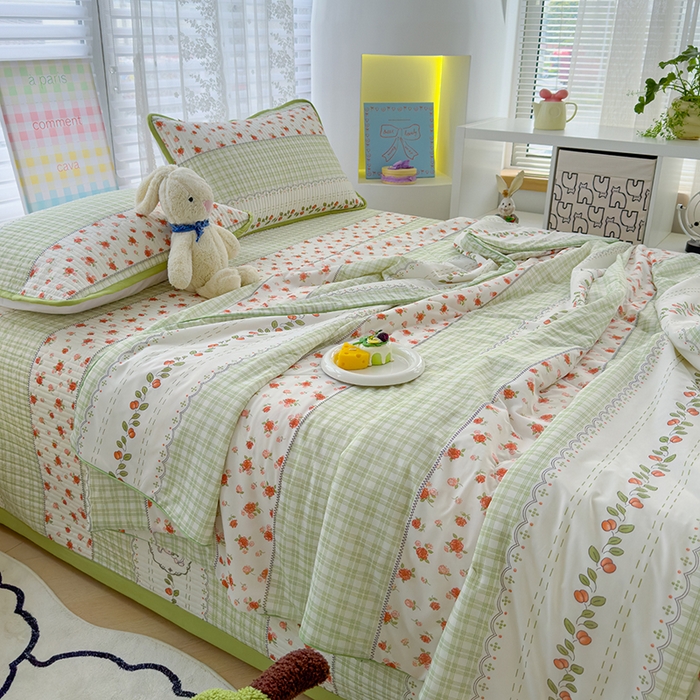 91家纺网 家纺一手货源 找家纺 赫梵茜 2025春夏新款无套路不墨迹锦氨凉感丝双面印花小冰皮夏被夏凉被空调被可机洗 青春色彩