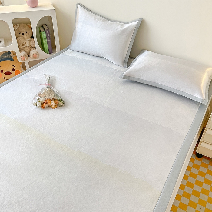  （提供买家秀 爆款花型 不断货）2025新款600D小清新卡通印花冰丝凉席单件 渐变银