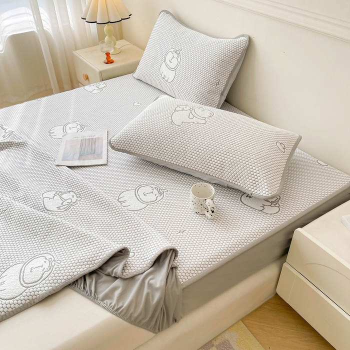 91家纺网 家纺一手货源 找家纺 LIFE.丽芙 2025春夏季新品A类针织提花冰凉豆豆凉感枕头套机包边款（风格一） 卡皮巴拉-灰