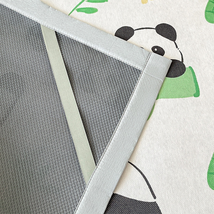 91家纺网 家纺一手货源 找家纺  （提供买家秀 爆款花型 不断货）2025新款600D小清新卡通印花冰丝凉席单件 可爱熊猫