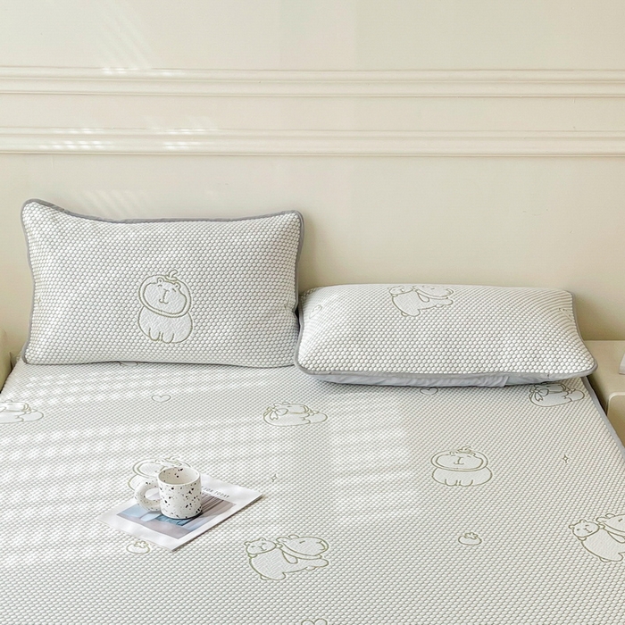 91家纺网 家纺一手货源 找家纺 LIFE.丽芙 2025春夏季新品A类针织提花冰凉豆豆凉感枕头套机包边款（风格一） 卡皮巴拉-绿