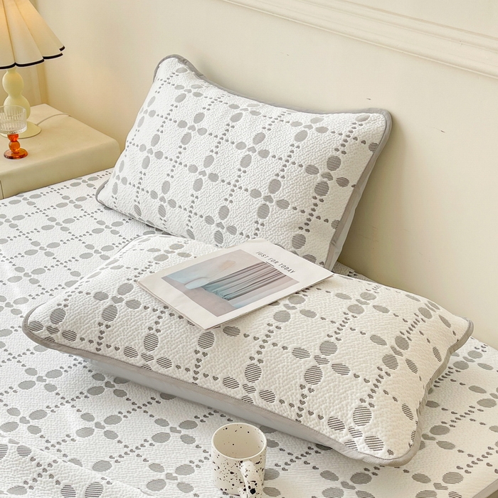 LIFE.丽芙 2025春夏季新品A类针织提花冰凉豆豆凉感枕头套机包边款（风格一） 维塔-灰
