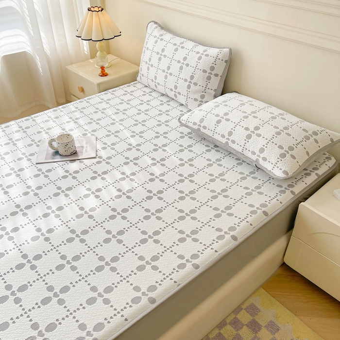 91家纺网 家纺一手货源 找家纺 LIFE.丽芙 2025春夏季新品A类针织提花冰凉豆豆凉感枕头套机包边款（风格一） 维塔-灰