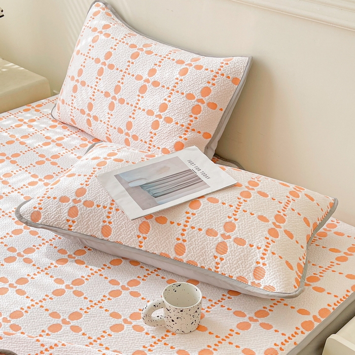 LIFE.丽芙 2025春夏季新品A类针织提花冰凉豆豆凉感枕头套机包边款（风格一） 维塔-橘