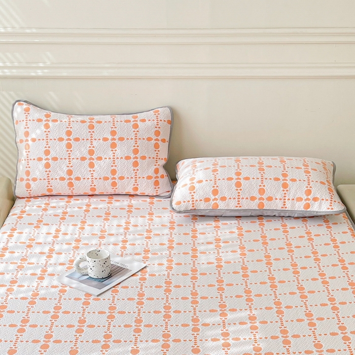 91家纺网 家纺一手货源 找家纺 LIFE.丽芙 2025春夏季新品A类针织提花冰凉豆豆凉感枕头套机包边款（风格一） 维塔-橘