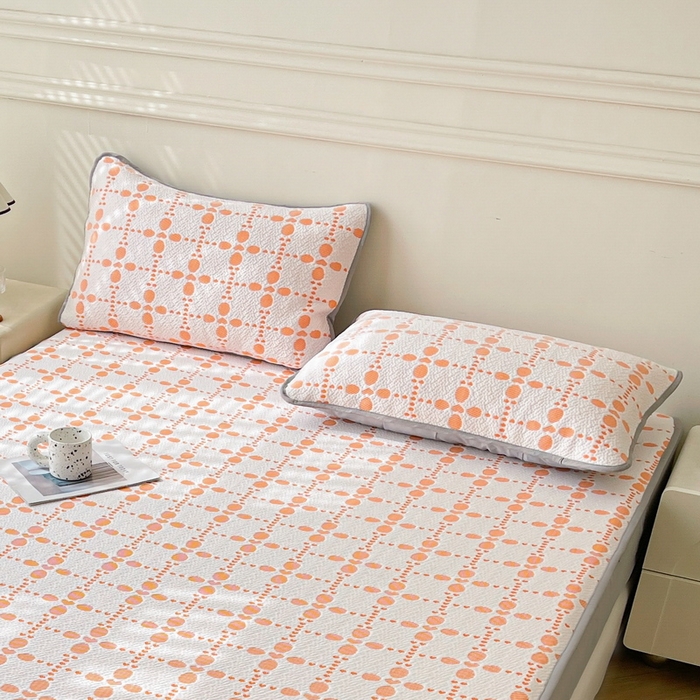 91家纺网 家纺一手货源 找家纺 LIFE.丽芙 2025春夏季新品A类针织提花冰凉豆豆凉感枕头套机包边款（风格一） 维塔-橘