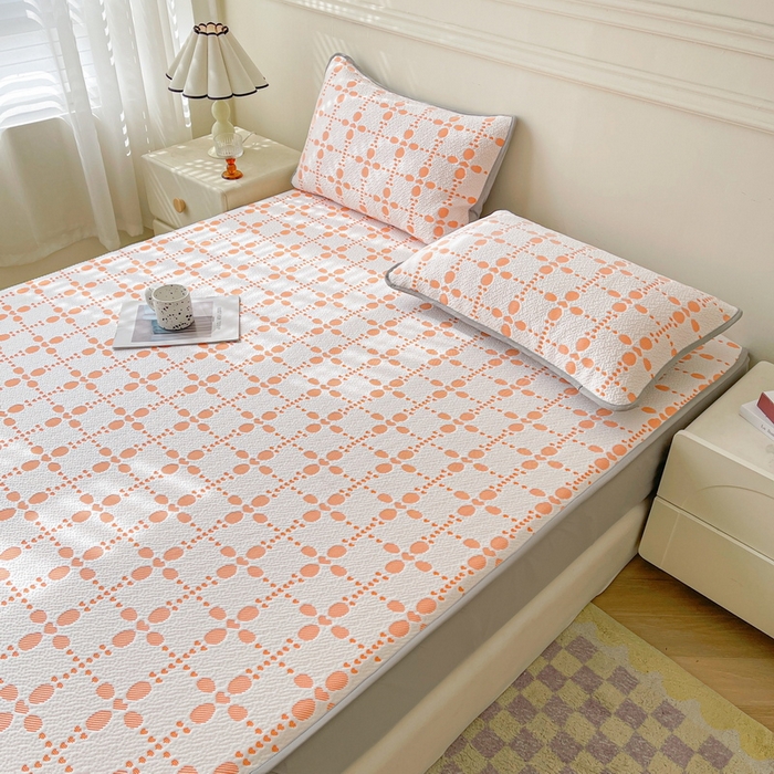 91家纺网 家纺一手货源 找家纺 LIFE.丽芙 2025春夏季新品A类针织提花冰凉豆豆凉感枕头套机包边款（风格一） 维塔-橘