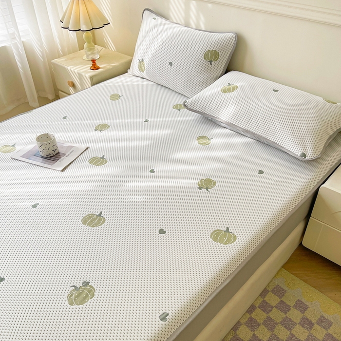 91家纺网 家纺一手货源 找家纺 LIFE.丽芙 2025春夏季新品A类针织提花冰凉豆豆凉感枕头套机包边款（风格一） 南瓜-绿