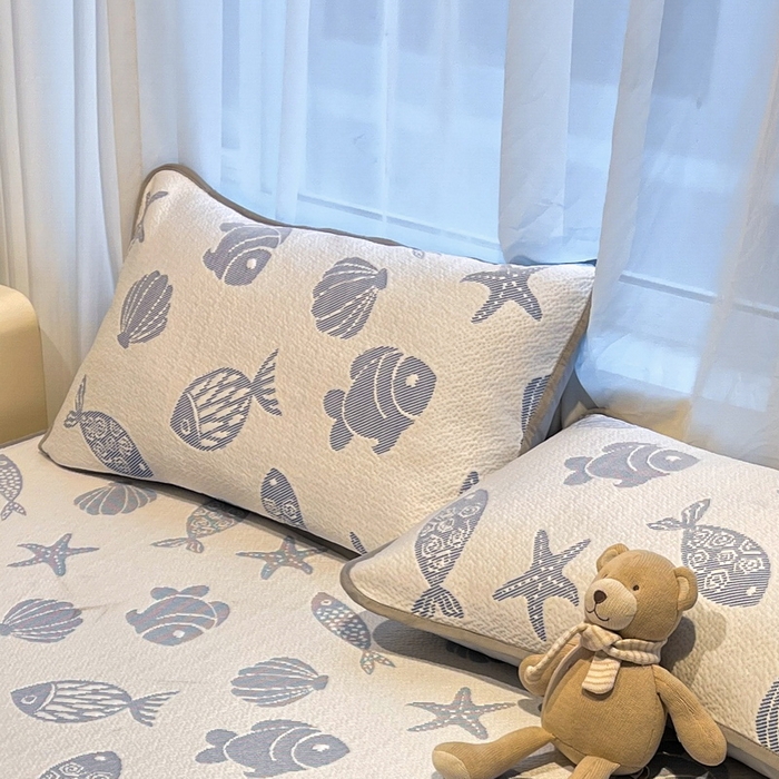 91家纺网 家纺一手货源 找家纺 （总）LIFE.丽芙 2025春夏季新品A类针织提花冰凉豆豆凉感枕头套机包边款（风格二）