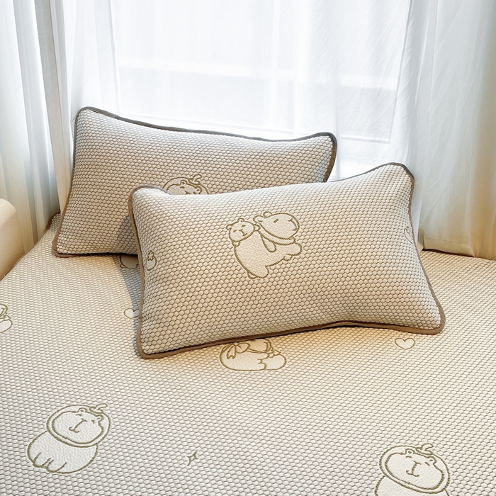 91家纺网 家纺一手货源 找家纺 （总）LIFE.丽芙 2025春夏季新品A类针织提花冰凉豆豆凉感枕头套机包边款（风格二）