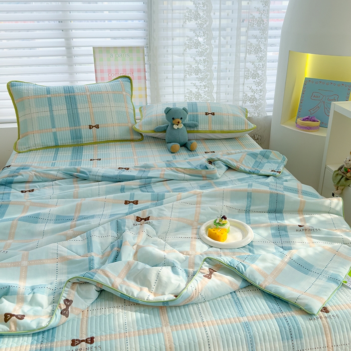 91家纺网 家纺一手货源 找家纺 赫梵茜 2025春夏新款锦氨凉感丝冰皮软席床盖夏被夏凉被空调被四件套 雅阁