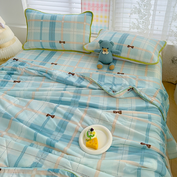 91家纺网 家纺一手货源 找家纺 赫梵茜 2025春夏新款锦氨凉感丝冰皮软席床盖夏被夏凉被空调被四件套 雅阁