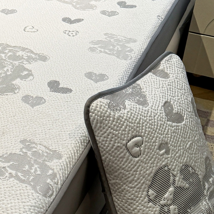 91家纺网 家纺一手货源 找家纺 LIFE.丽芙 2025春夏季新品A类针织提花冰凉豆豆凉感枕头套机包边款（风格二） 熊世界-灰