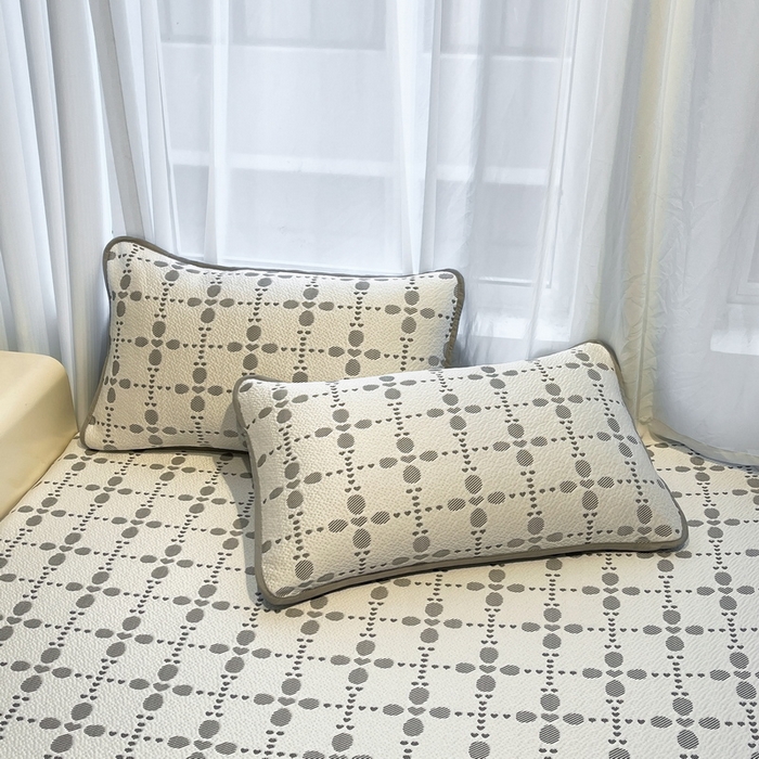 LIFE.丽芙 2025春夏季新品A类针织提花冰凉豆豆凉感枕头套机包边款（风格二） 维塔-灰