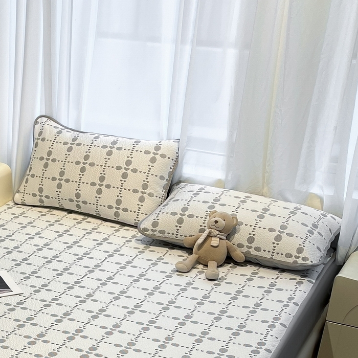 91家纺网 家纺一手货源 找家纺 LIFE.丽芙 2025春夏季新品A类针织提花冰凉豆豆凉感枕头套机包边款（风格二） 维塔-灰