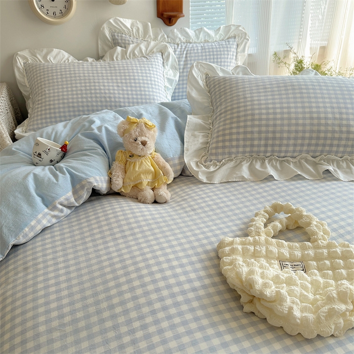 91家纺网 家纺一手货源 找家纺 （总）有间小屋 2025新款A类ins韩系全棉水洗棉花边款四件套