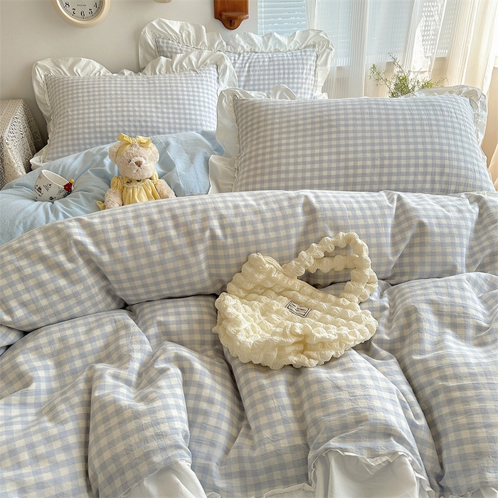 91家纺网 家纺一手货源 找家纺 （总）有间小屋 2025新款A类ins韩系全棉水洗棉花边款四件套