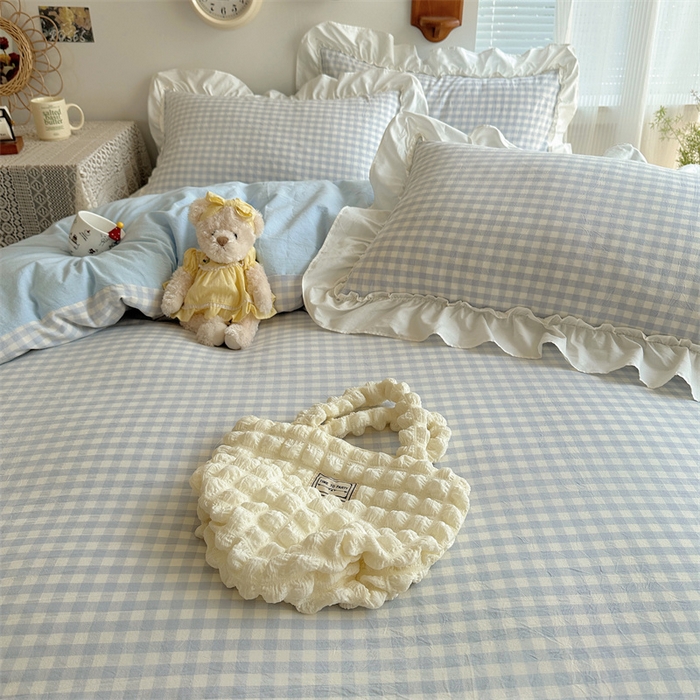 91家纺网 家纺一手货源 找家纺 （总）有间小屋 2025新款A类ins韩系全棉水洗棉花边款四件套