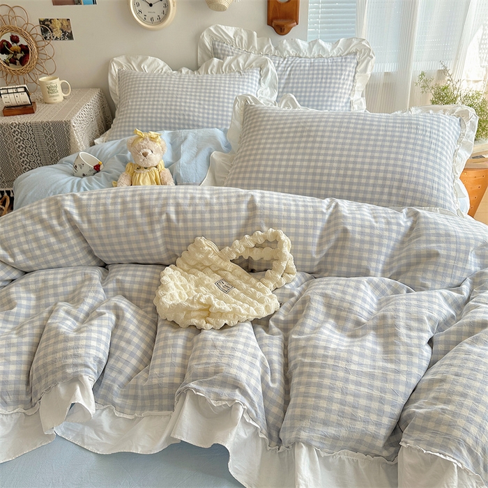 91家纺网 家纺一手货源 找家纺 （总）有间小屋 2025新款A类ins韩系全棉水洗棉花边款四件套