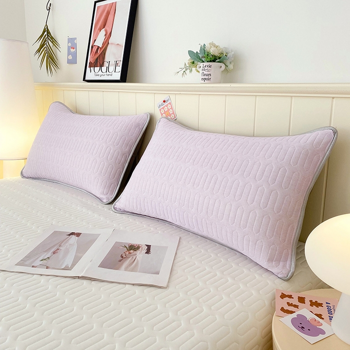 91家纺网 家纺一手货源 找家纺 雨彤家纺 2025年新款A类凉感丝乳胶单人枕套 肌理纹-紫