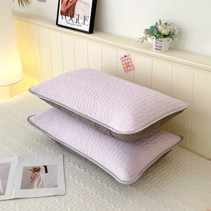 91家纺网 家纺一手货源 找家纺 雨彤家纺 2025年新款A类凉感丝乳胶单人枕套 肌理纹-紫